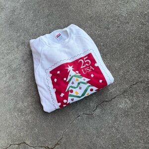 Vintage 1990 United States Postal Service Christmas Stamp Sweatshirt